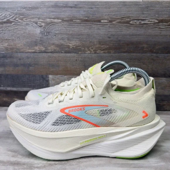 Brooks Hyperion Max Running Shoes Womens Size 7 White Neon Green 1204551B182 - Picture 3 of 9